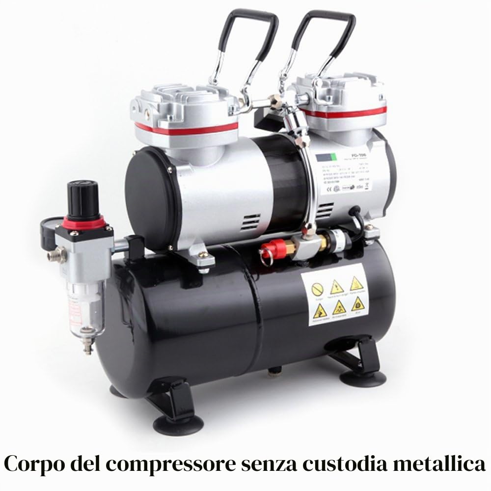 Original Fengda FD-196A - Professionale Compressore Aerografo per modellismo con cassa d’aria / pressostato / 3,5L / 6 bar / Auto Arresto