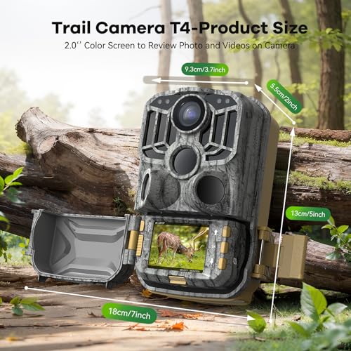 Image of DEATTI Wildlife Camera with Mobile Phone Transmission App, 4K 48MP HD WLAN Bluetooth Wildlife Camera with Motion Sensor, Night Vision (T4)