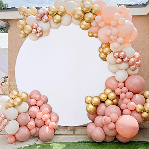 Image of White Round Backdrop Cover 7.2ft Balloon Arch Cover Circle Birthday Photo Photography Background for Party Baby Shower Wedding Decor