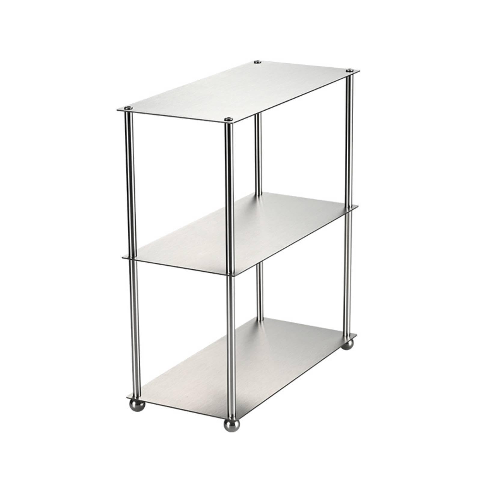 Desktop Storage Rack Stainless Steel Desk Organizer Shelf Brushed Metal Desktop Organizer Shelf for Vanity, Lavatory, Coffee Corner Triple Layer-image-37