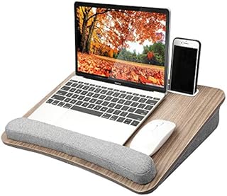 HUANUO Lap Laptop Desk - Portable Lap Desk with Pillow Cushion, Fits up to 15.6 inch Laptop, with Anti-Slip Strip & Storage Function for Home Office Students Use as Computer Laptop Stand, Book Tablet