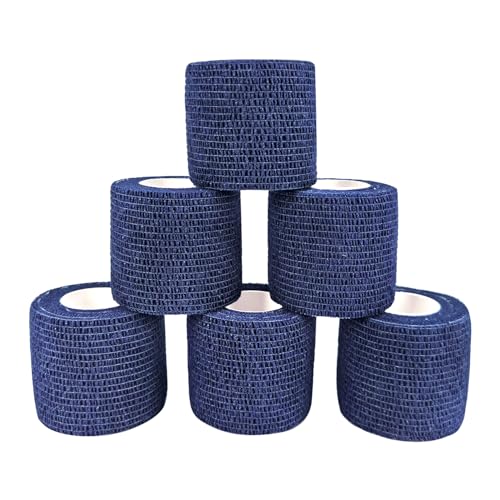 COMOmed 6 ロール自己粘着包帯ネイビー 5cm x 4.5 m 弾性包帯、不織布、スポーツテープ、運動用包帯, 包帯をラップ