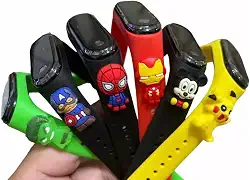 Relógio Digital LED Infantil de Personagens com Pulseira de Silicone