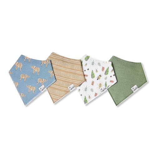 Miniatura 60 de Copper Pearl 4 paquete de baberos de algodón suave para babeo y dentición, baberos absorbentes para bebé niña y niño, ajustable para recién nacidos