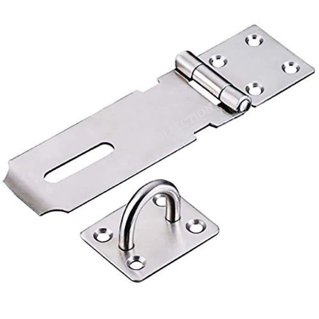 MAANIFY Stainless Steel Padlock Hasp Heavy Duty and Staple with Screws, Door Clasp Gate Lock Shed Latch Padlock Staple for Door Window Cabinet Pet Cage Crate Fitting Accessories (2 PCS)-image-3
