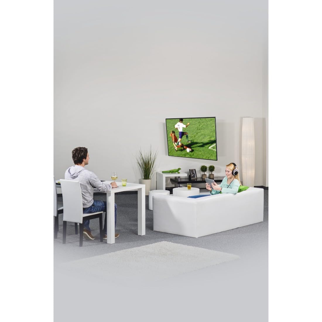 TV Wall Mount, Swivel, Telescopic, 122 cm (48"), up to 20 kg, Schwarz/Weiß, Extra klein - Image 3