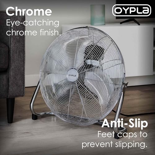 Oypla 3 Speed Floor Standing Gym Fan Hydroponic (Chrome, 18 Inch) - 5