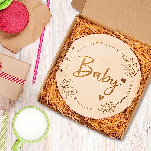 Fuceury Wood Baby Shower Guest Book, Oh Baby Guest Advice Book with Blank Pages Baby Shower Sign in Guest Book for New Parents