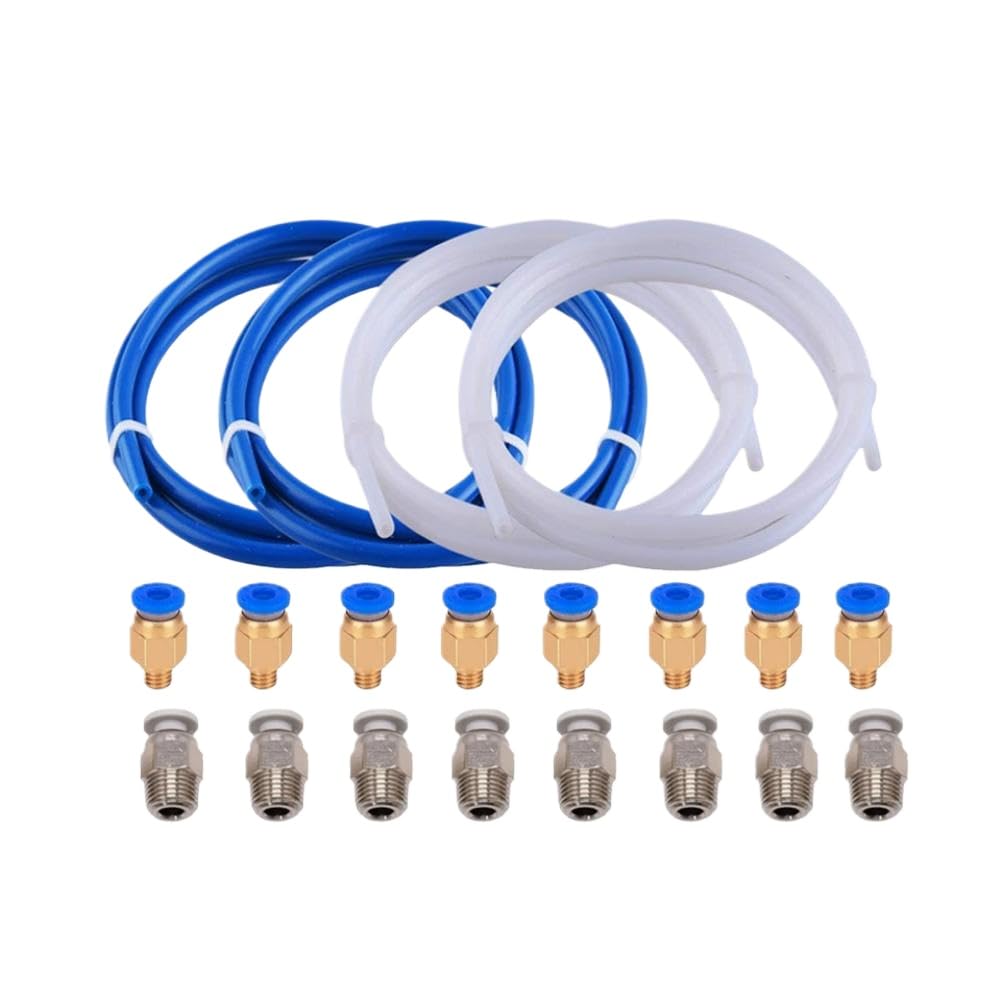 Ywbeqqywq Teflon Tube Kit-1M Ptfe Tube Replacement Compatible With 1M 2M Printers With 8X Pc4-M6 Pc4-M10 Fitting For 1.75Mm Filament(Teflon Tube Kit-1M)