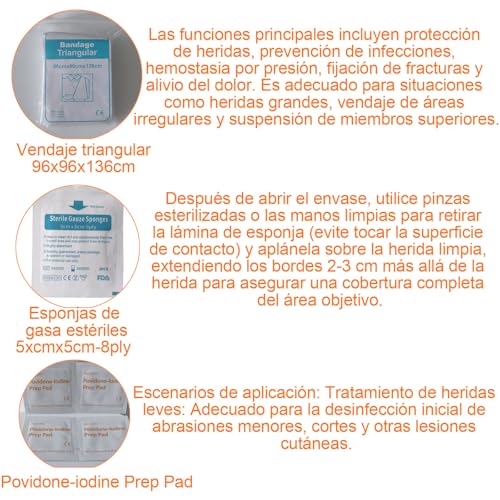 KOKOMALL® Botiquín de Primeros Auxilios 80+ Piezas, Mini Kit Primeros Auxilios para Coche,Moto Viaje, Hogar o Montaña Emergencias y Senderismo - imagen 6