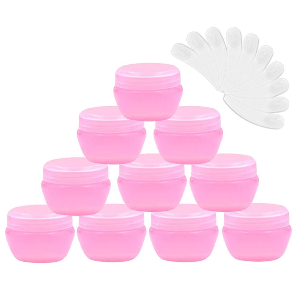 Skypro 30Ml Pink 10Packs 30G/30Ml Frosted Container Jars With Inner Liner For Scrubs, Oils, Salves, Creams, Lotions, Makeup Cosmetics With Mini Scoop (Pink)