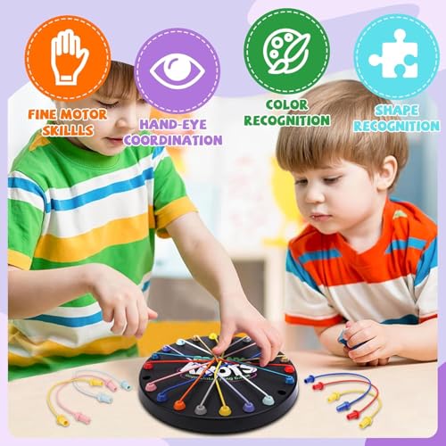 Image of LUXART Brainy Knots Rope Untangling Challenge | Premium Logic Board Game for Kids & Adults | 22 x 22 cm Puzzle Game with 3 Difficulty Levels | Includes 10 Elastic Ropes & Storage Bag