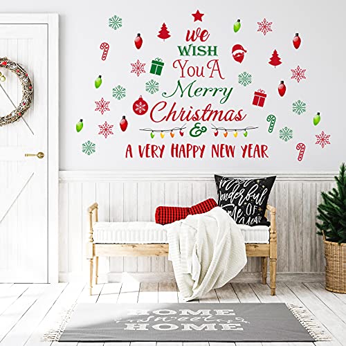 3 Pieces Christmas Tree Walls Decals Xmas Holiday Wall Decals Snowflakes Wall Stickers Ornaments Winter Quotes Wall Decals Mixed Color Pvc Wall Art For Christmas Party Walls Doors Decoration Supplies #TOP6