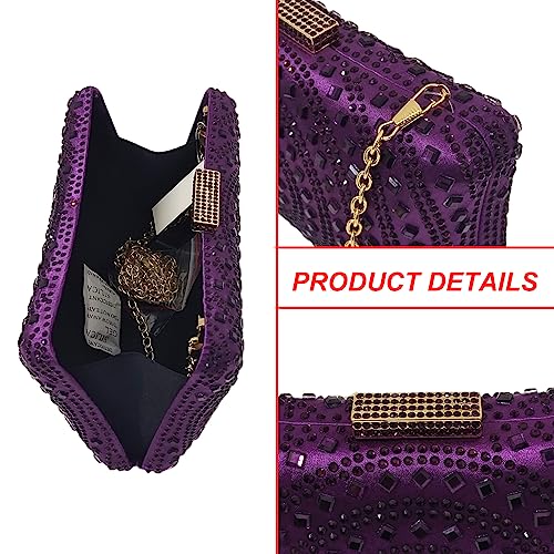 Image of Crystal Box Clutch Rhinestone Handbags For Women Party Purse Wedding Evening Bag