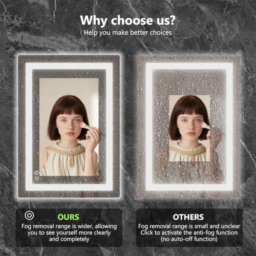 Image of NEWBULIG 32 inchx 40 inch LED Bathroom Mirror with Lights, Anti-Fog, Backlit + Front Lit, Lighted Bathroom Vanity Mirror for Wall, Memory Function, Dimmable, Tempered Glass, Shatter-Proof