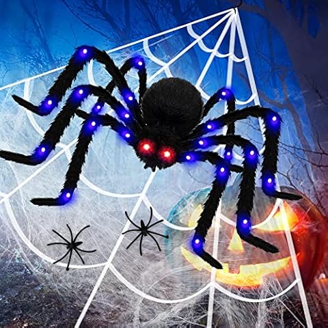 FEQO 4Ft Light Up Giant Spider, Blue LED Cover