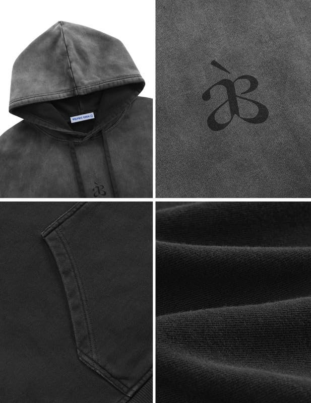 Aelfric Eden Essential Hoodie für Herren Oversized Ausgewaschener Kapuzenpullover Dicke Baumwolle Sweatshirt Streetwear Vintage Jacke