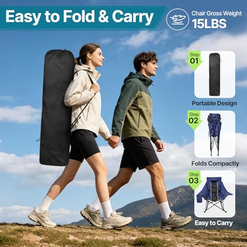 ZENPETIO Silla Plegable mecedora de camping con calefacción, Azul miniatura 7