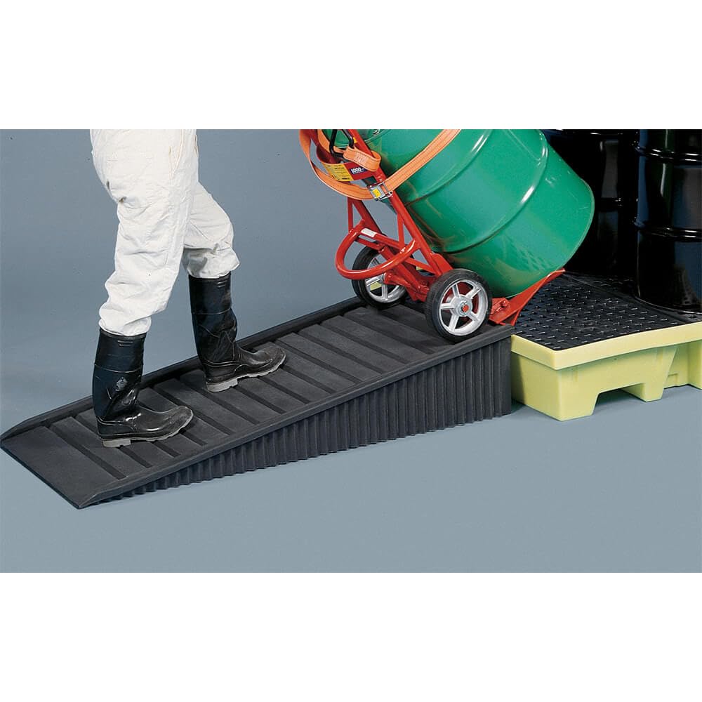 ENPAC Poly Spill Pallet Ramp, Poly Ramp, Black, Ribbed, Non-Skid, 100% Polyethyloene, 10-degree Slope