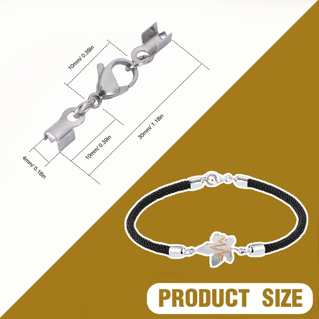 Aipaide Ketting kreeft gesp 30 stuks roestvrij staal kreeft sluitingen met koord uiteinden voor sieraden maken ketting armband DIY (gun metal kleur