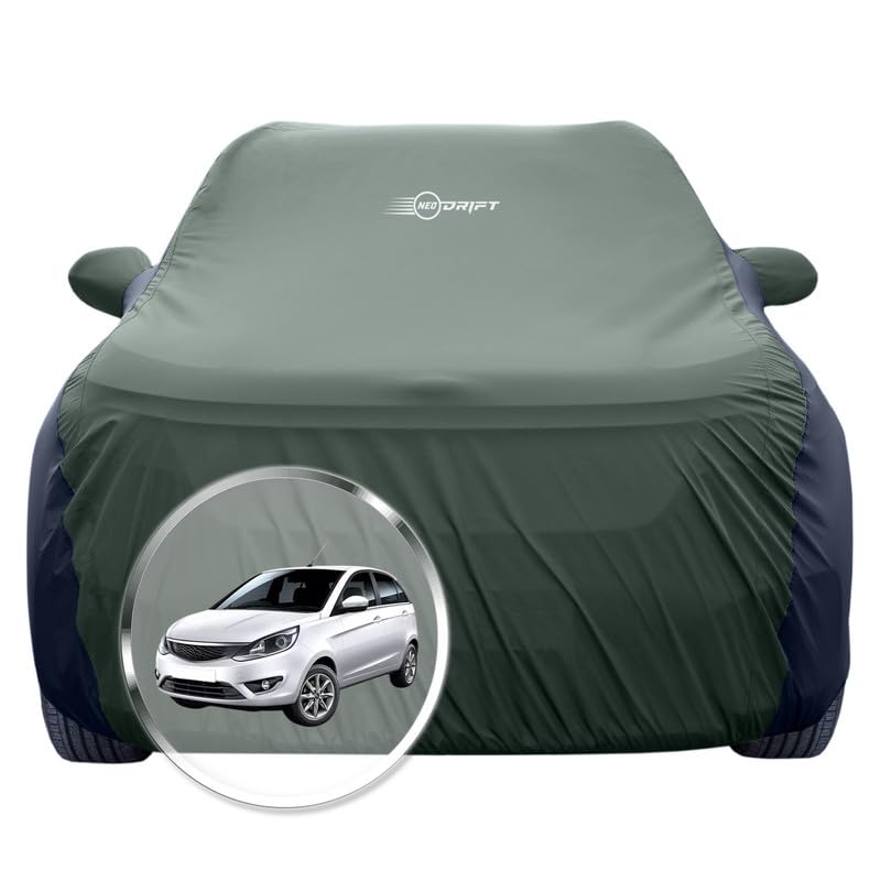Image of NEODRIFT 'SuperTech' Car Cover for Tata Bolt (100% Water-Resistant, All Weather Protection, Tailored Fit, Multi-Layered & Breathable Fabric) (Colour: L.Green+Black)