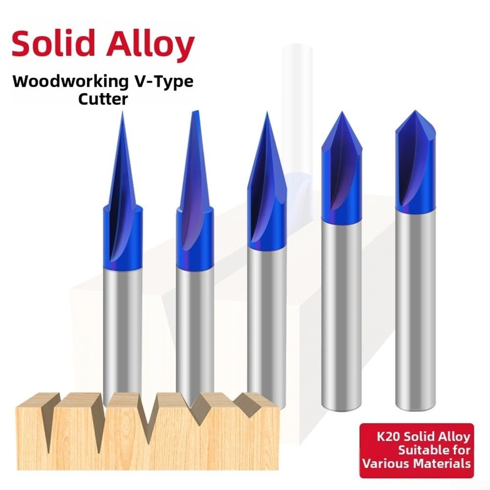 Set 5 per punte V-Groove Carburo 1/4 Pollice Set 5 per punte