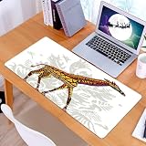 KDWJS Alfombrilla para ratón Speed Gaming XXL 90x40 cm - Base para Mesa - Mejora la precisión y la Velocidad - Resistente - Animales, ilustración de Jirafa de la Sabana Africana, patrón con decoració