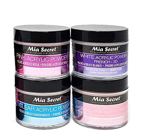 Mia Secret Acrylic Powder 4 pc Set - 2 oz. Clear Natural Pink Pink White