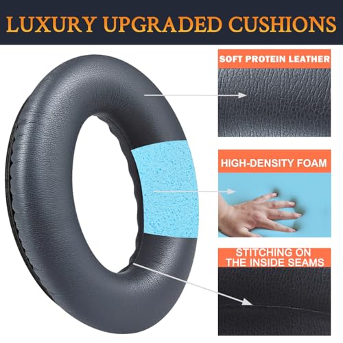 Image of SoloWIT Protein Leather Earpads Cushions for Bose Headphones, Replacement Ear Pads for Bose QuietComfort 15 QC15 QC25 QC2 QC35 /Ae2 Ae2i Ae2w /SoundTrue & SoundLink Around-Ear Series - Titanium