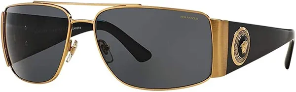 Versace Man Sunglasses Gold Frame, Dark Grey - Polar Lenses, 63MM