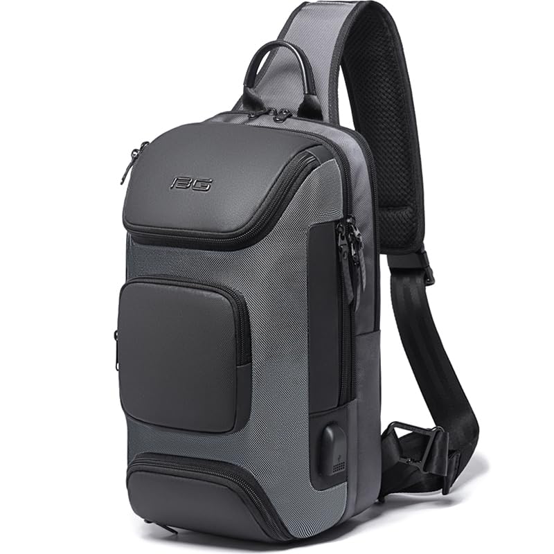 Image of BANGE USB Charging Sling Bag, Waterproof Crossbody Backpack, Portable Shoulder Bag Daypack for Men Women Travel Hiking Work