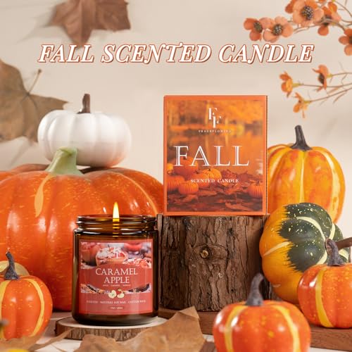 Image of Fall Candle, Caramel Apple Scented Candles for Home, Natural Soy Autumn Candle Aromatherapy Candle, 7 oz Jar Candles Fall Gifts for Women Men