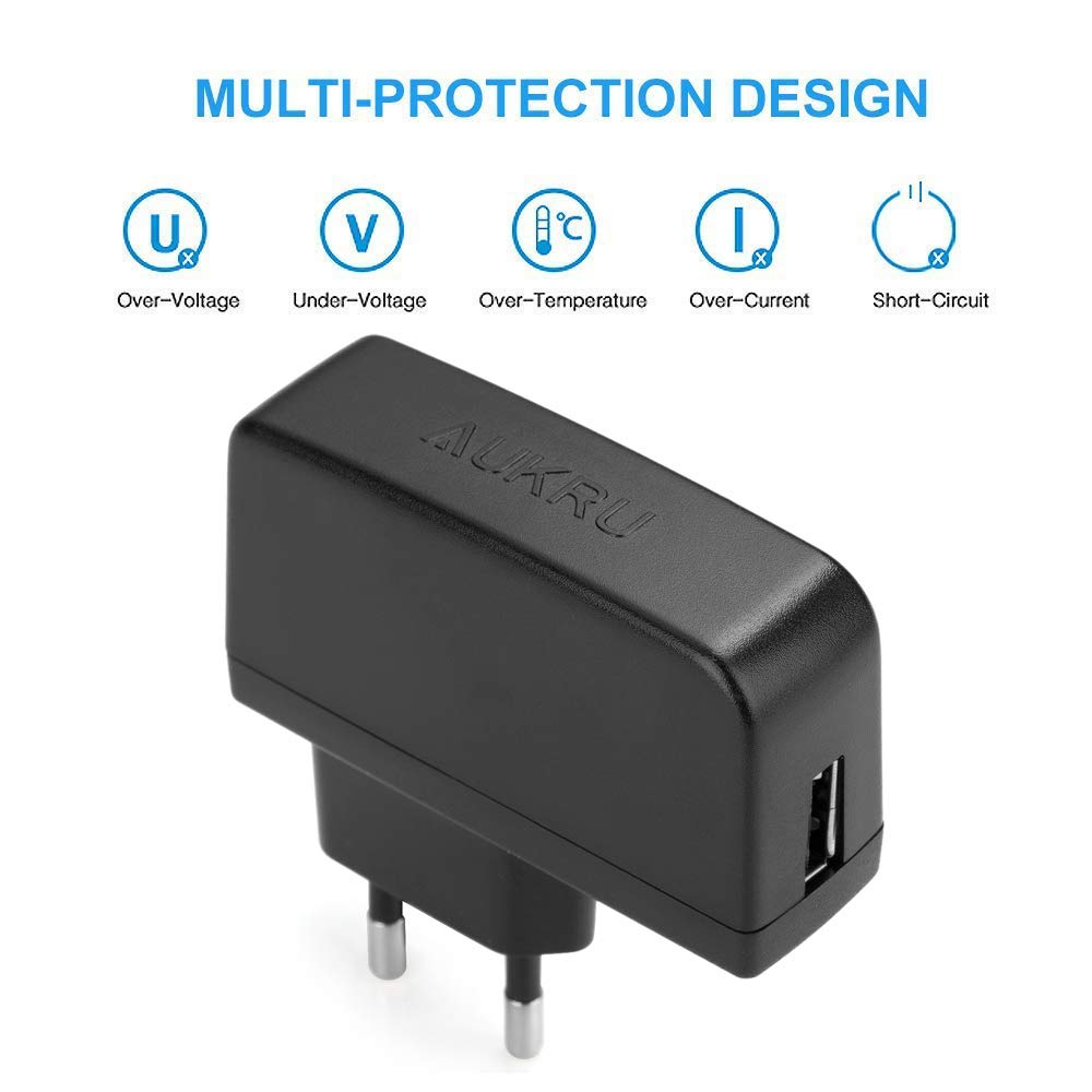 8 en 1 Chargeur USB 5V2A Universel Adaptateur Secteur avec 8 Embouts Connecteur à d'écoupage pour différents appareils -Noir