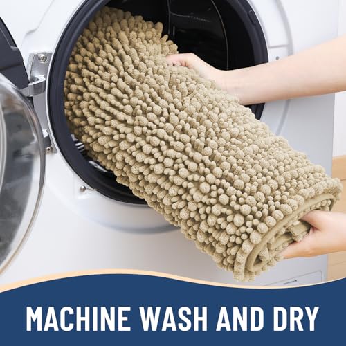 Image of Arotive Round Bathroom Rugs 30x30, Extra Soft Thick Absorbent Shaggy Chenille Bath Rugs, Machine Wash Dry, Bath Mats for Bathroom Floor, Tub and Shower, Home Decor Accessories, Beige