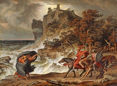 Tableau d'art Macbeth et les sorcières de Anton, grand format 60x90cm pour mur vide
