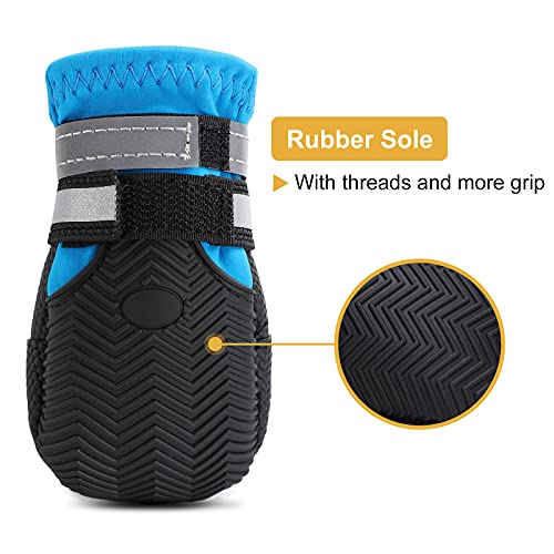 Dimicoo Winter Dog Boots Neoprene Nonslip Rubber Sole For Snow Blue S (Pack Of 4) #TOP2