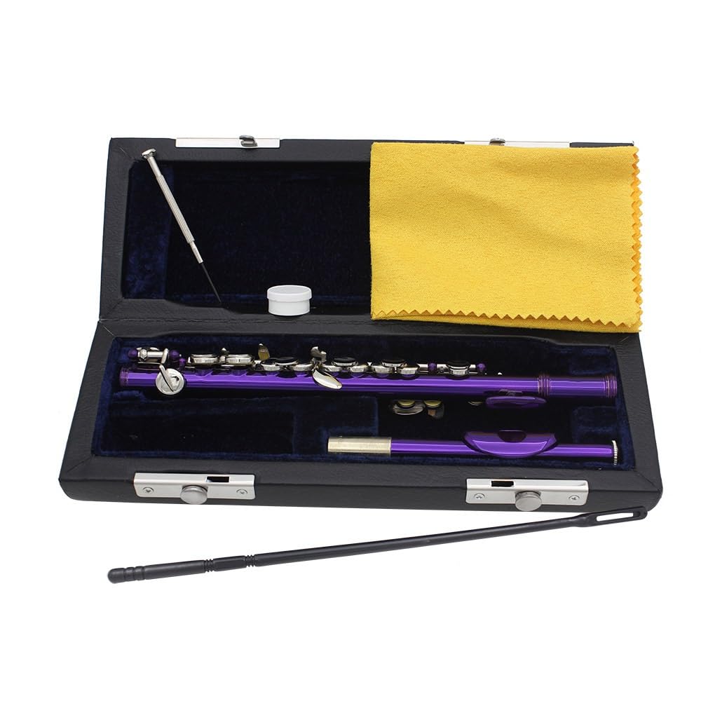 KUYNMCS 16 Keys C Piccolo, Piccolo Musical Instrument, Guarantee Sound, With Case, Tuning Rod And Cloth, For Beginner Kids Student(Purple)