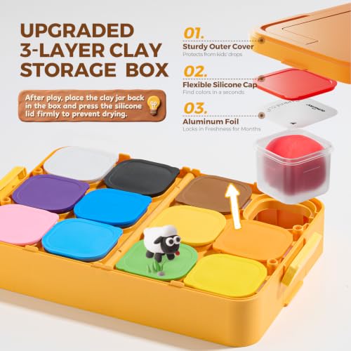 Image of Jar Melo Air Dry Clay for Kids 12 Colors Modeling Clay Kit with Storage Box