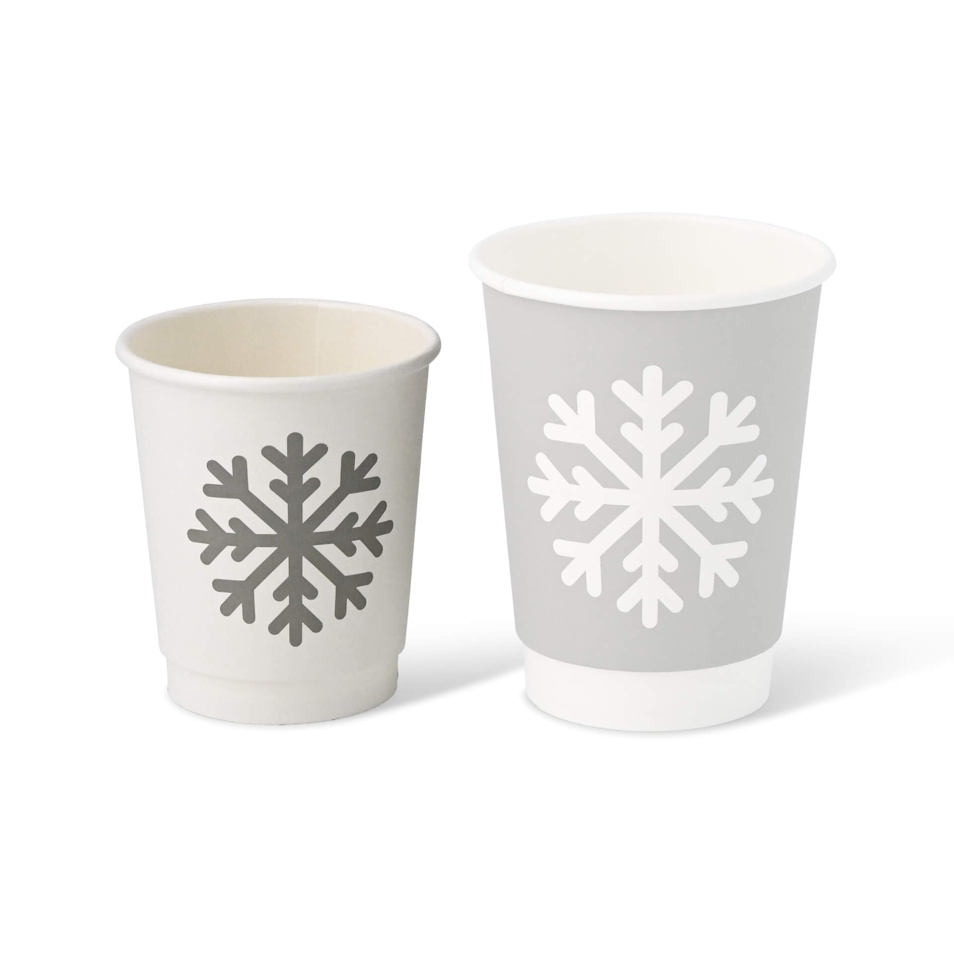 BIOZOYG 500 gobelets de 200 ml à double paroi 'Flocons de neige' d'hiver pour café à emporter biodégradables à usage unique. Gobelets à double paroi en carton blanchi sans chlore pour le auv vin chaud