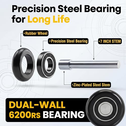 Image of 10 Pack 7 inch Stem Black 2 inch Sealed Nylon Commercial Garage Door Roller, Ultra Quiet Long-Lasting Durable High Load, Use Double Seals Precision Bearings for Home&Commercial