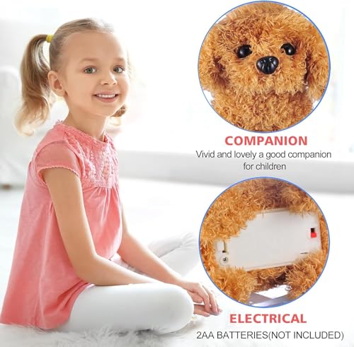 Image of Cute Plush Puppy Toy | Soft & Interactive Battery Operated Toy | Walking, Barking & Jumping Pup for Kids| Tail Wagging Cute Realistic Pet | Gift for Babies (Brown) 1 Year to 8 Year