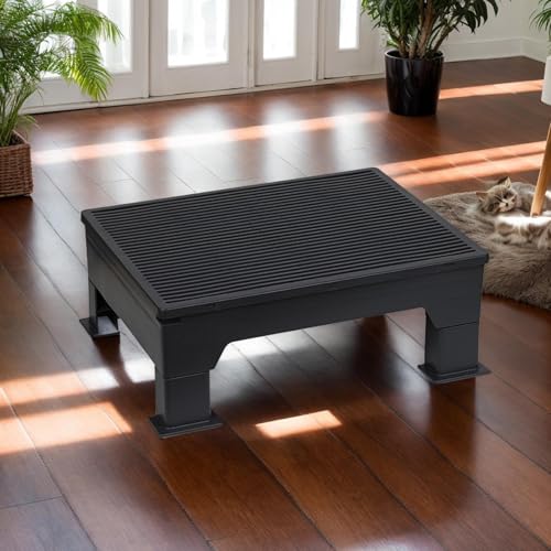 Escalón para arenero con bandeja atrapa arena y taburete ajustable de gatos 4