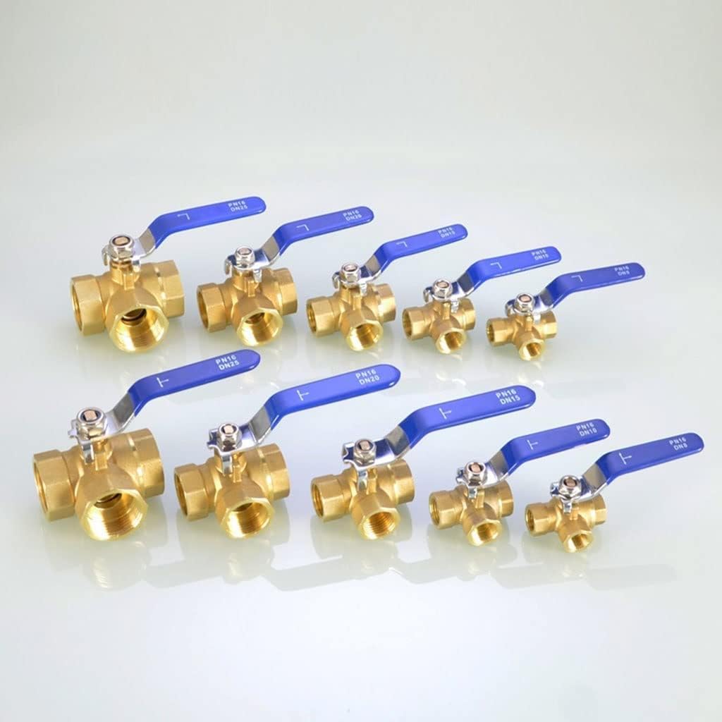 Válvula de Bola de latón de 3 vías, 1/4", 3/8", 1/2", 3/4", 1", Interruptor de Cobre, Tipo T, Tipo L, válvula de Gas Natural, 1 Unidad(Fmcb TL 20)