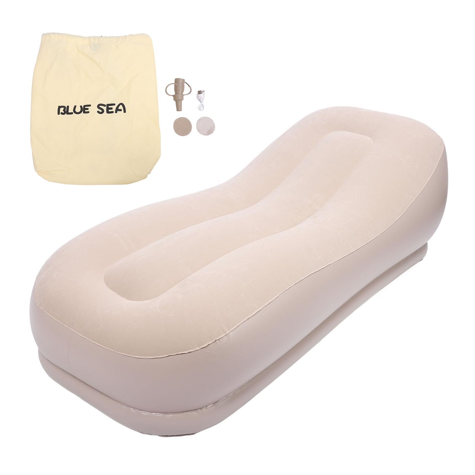 Aramox Sillón Inflable Automático, Sofá Reclinable de Tela Flocada con