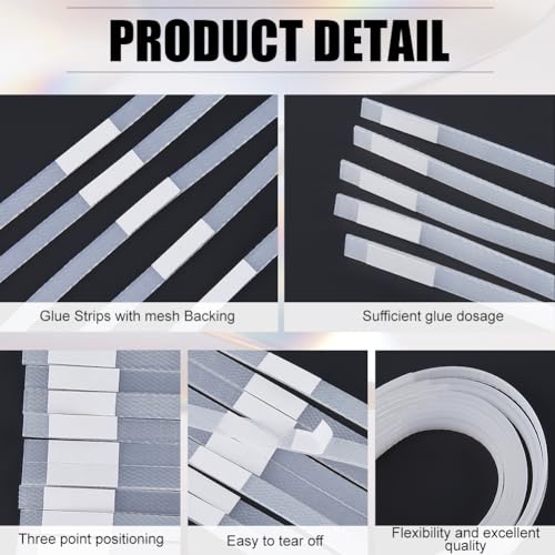 Image of CRASPIRE 45Pcs 6mm Wide Thermal Glue Strips for Books Repair Bookbinding Mesh Backing EVA Hot Melt Adhesive Three Point Positioning Office Documents Paper Paperback for Pictures Crafts Albums