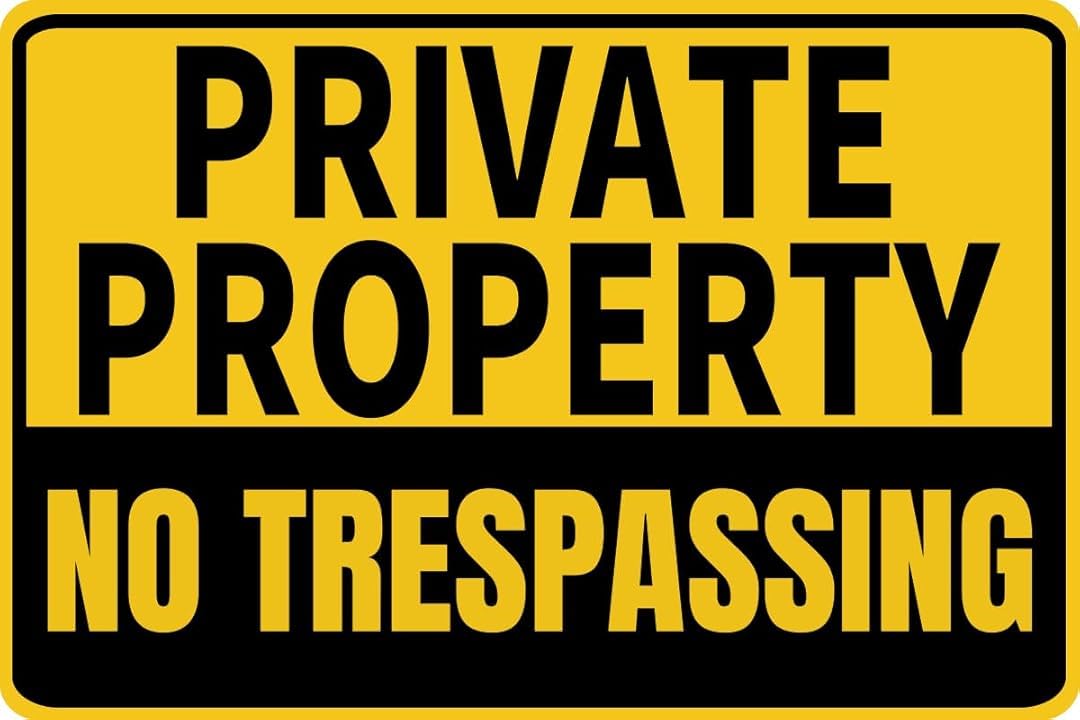 Private Property No Trespassing Vintage Tin Signs Wall Art Decor Plaque for Cafe Farm Fishing Garage Garden Yard 8 x 12 Inch