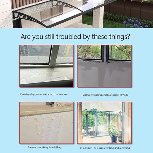 Auvent extérieur imperméable de 100 x 160 cm pour porte et balcon - 6