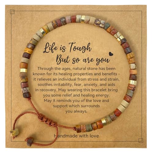 yupoxiu Inspirational Gifts Healing Natural Stone Bracelets - Thinking of You, Get Well Soon Encouragement Gifts Strength Bracelets for Women Friends Sister