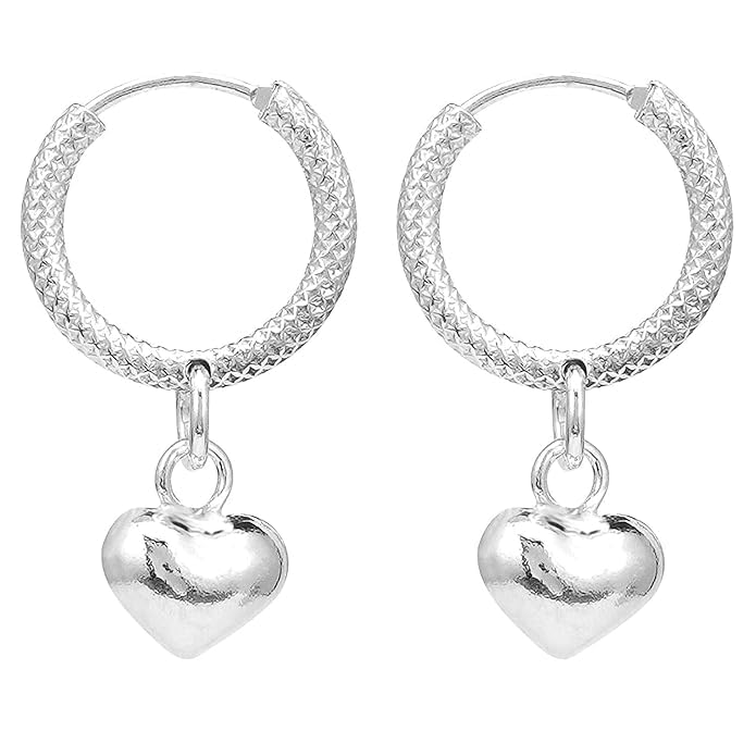 DHRUVS COLLECTION 925 Pure Silver Earrings, Bali With Heart Charms for Girls & Women (B0CX9CCL58) Amazon Price History, Amazon Price Tracker