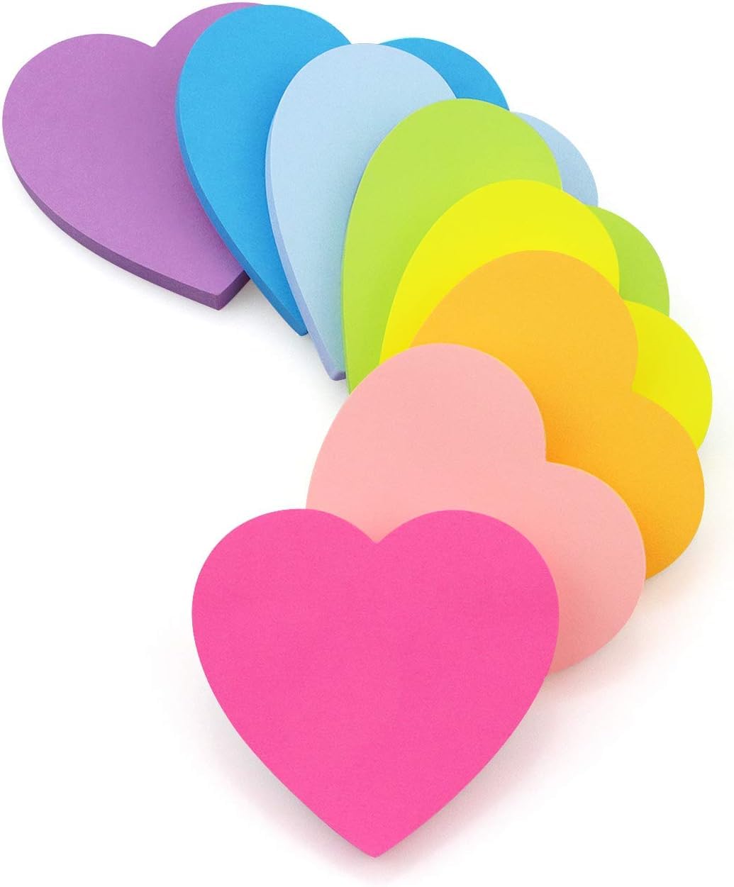 Heart Shape Sticky Notes, 8 Bright Colors Self Sticky Note Pads, 75 Sheets Per Pad
